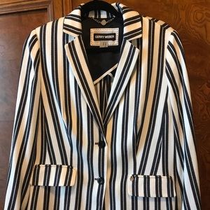 Navy and white striped blazer